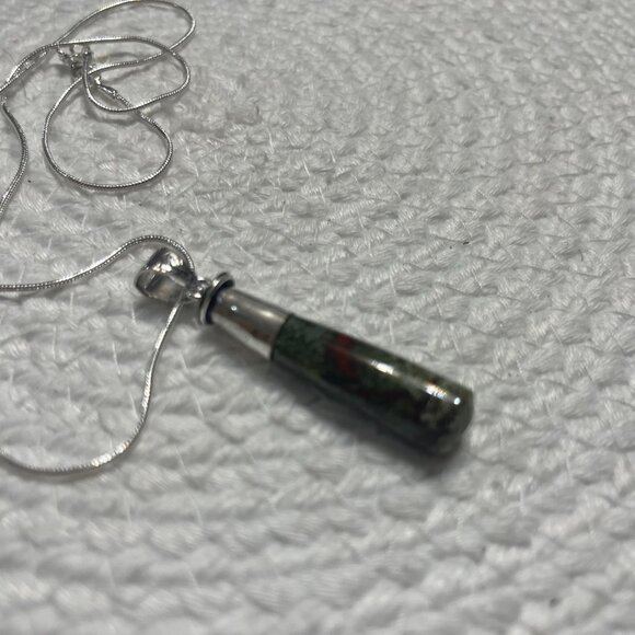 Natural BLOODSTONE AGATE Handmade Sterling 925 Pendant/Chain #192D - Picture 3 of 3